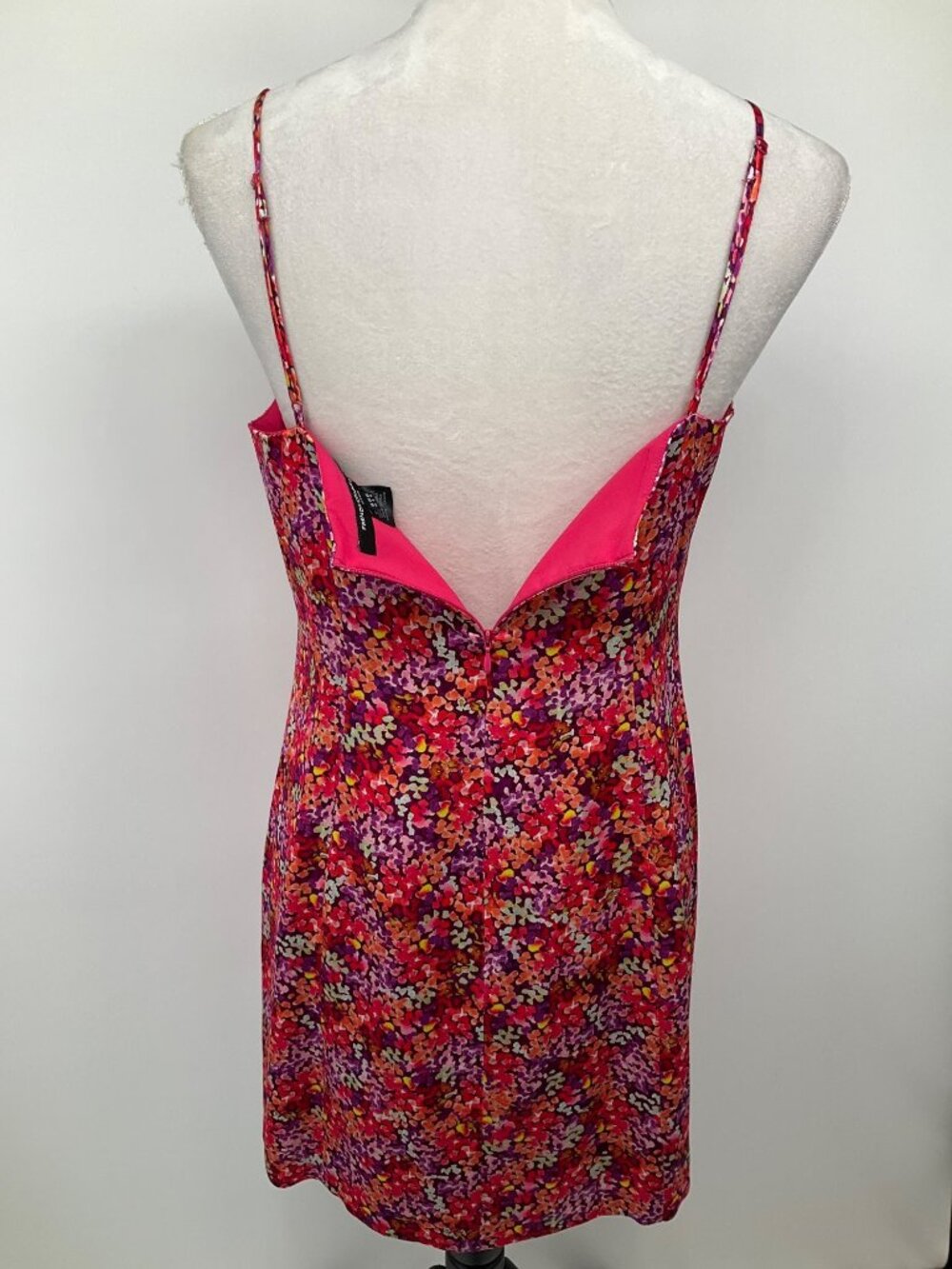 French Connection size 6 Pink Satin Mini Floral Print Slip Dress - Picture 9 of 14